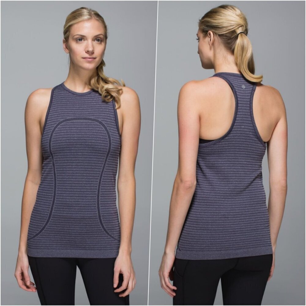 Lululemon Run High Neck Swiftly Tank 4 Gray Purple NWOT